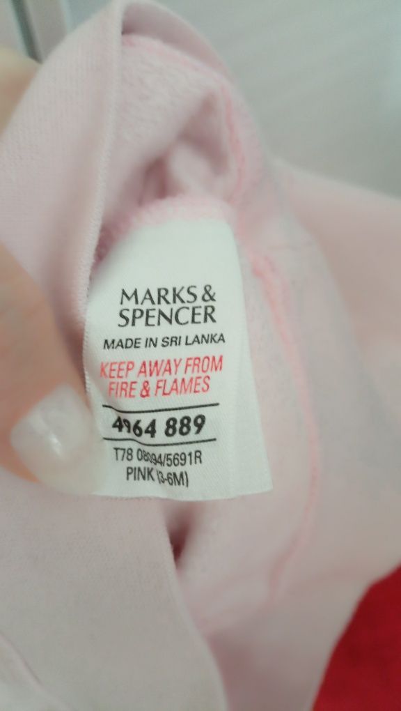 Jasnoróżowa bluza Marks & Spencer, r. 62-68, ok. 3 - 6 m bawełna
