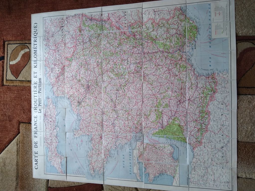 Mapa samochodowa Francji antyk