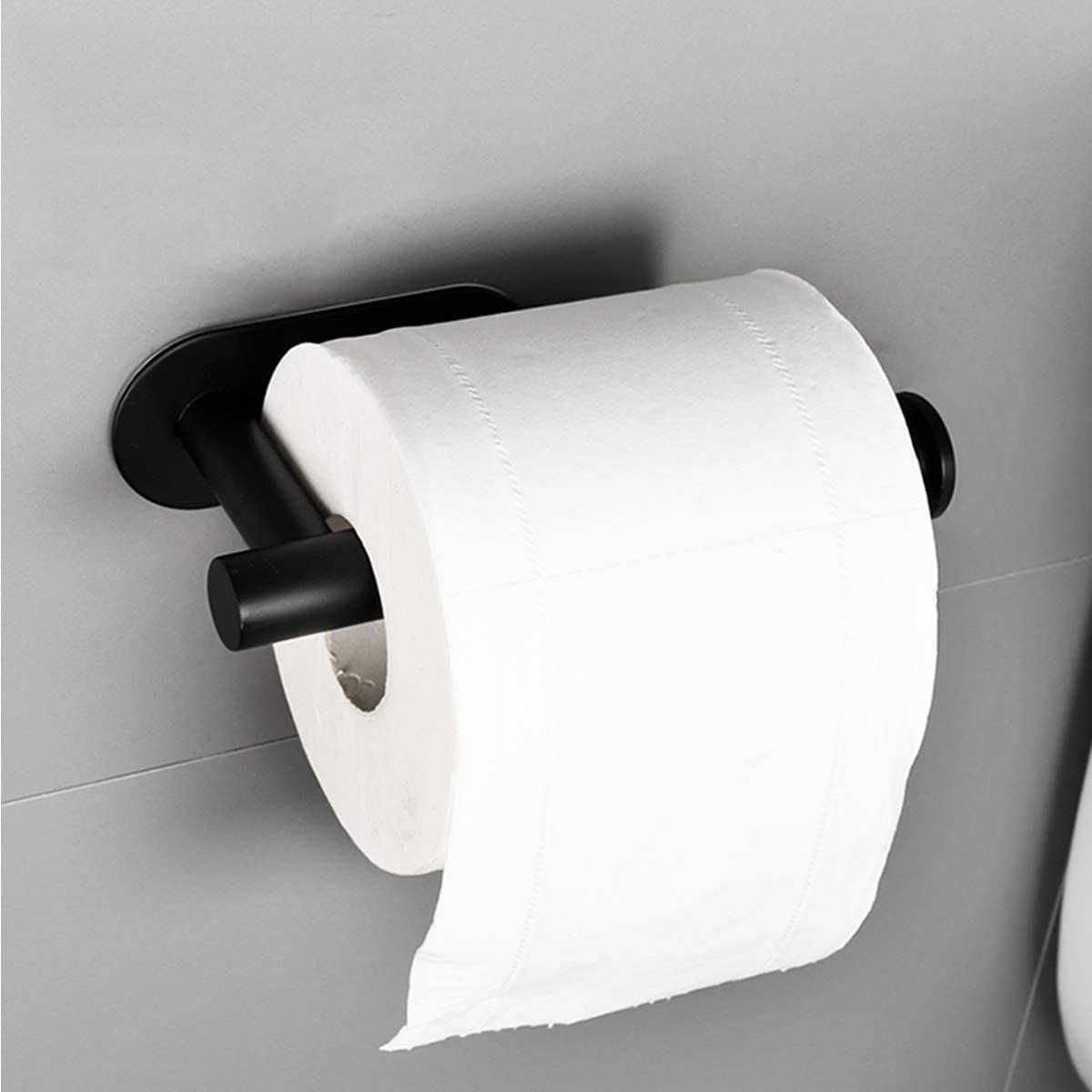 Uchwyt wieszak na papier toaletowy samoprzylepny czarny loft