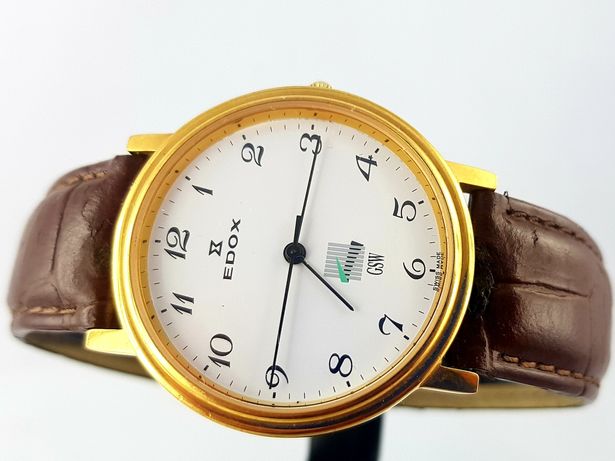 Zegarek męski Edox Swiss jubileuszowy Idealny Quartz Pozlacany