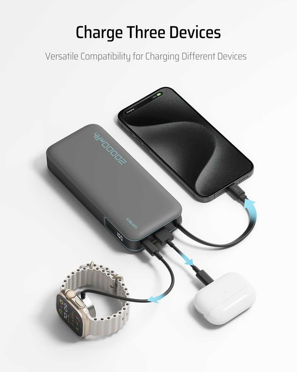 Cuktech PowerBank akumulator 20000mAh PB200N szary