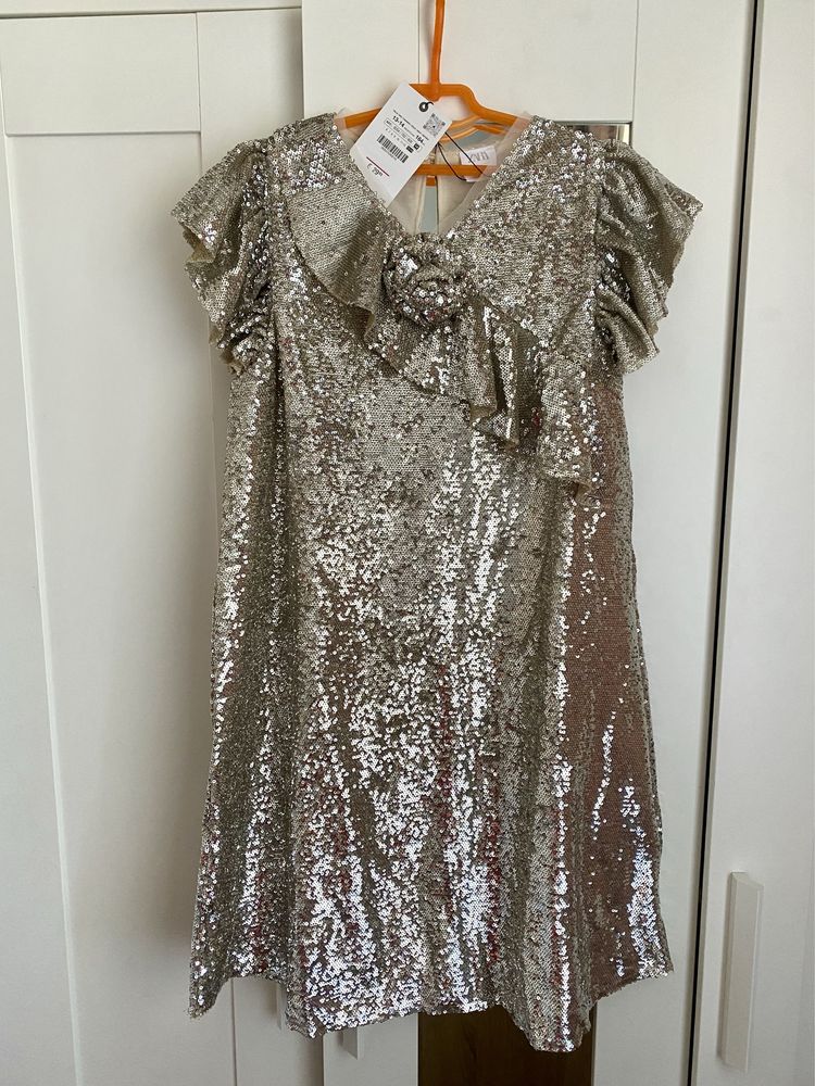 Плаття в срібні блискітки паєтки на дівчинку Zara - 164