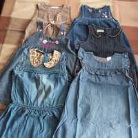 Sukienki, tuniki, princeski z miękkiego jeansu, H&M, Next, r. 86-92