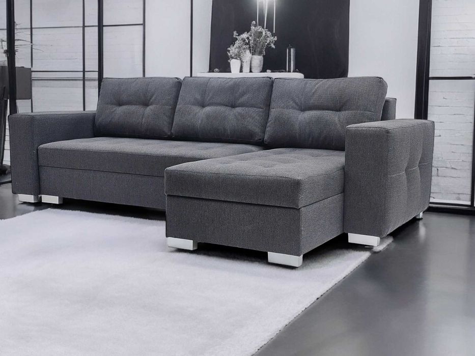 Mona. Narożnik  z funkcją spania. 2 pojemniki. Prawy Lewy. Sprężyny