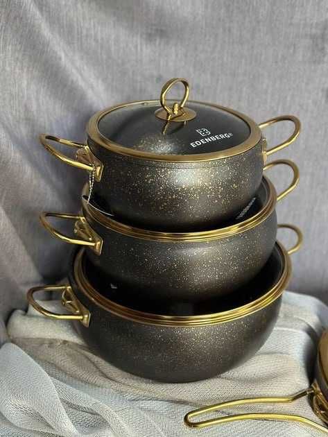 Набір каструль Edenberg 6 предметів з мармуровим антипригарним покритт