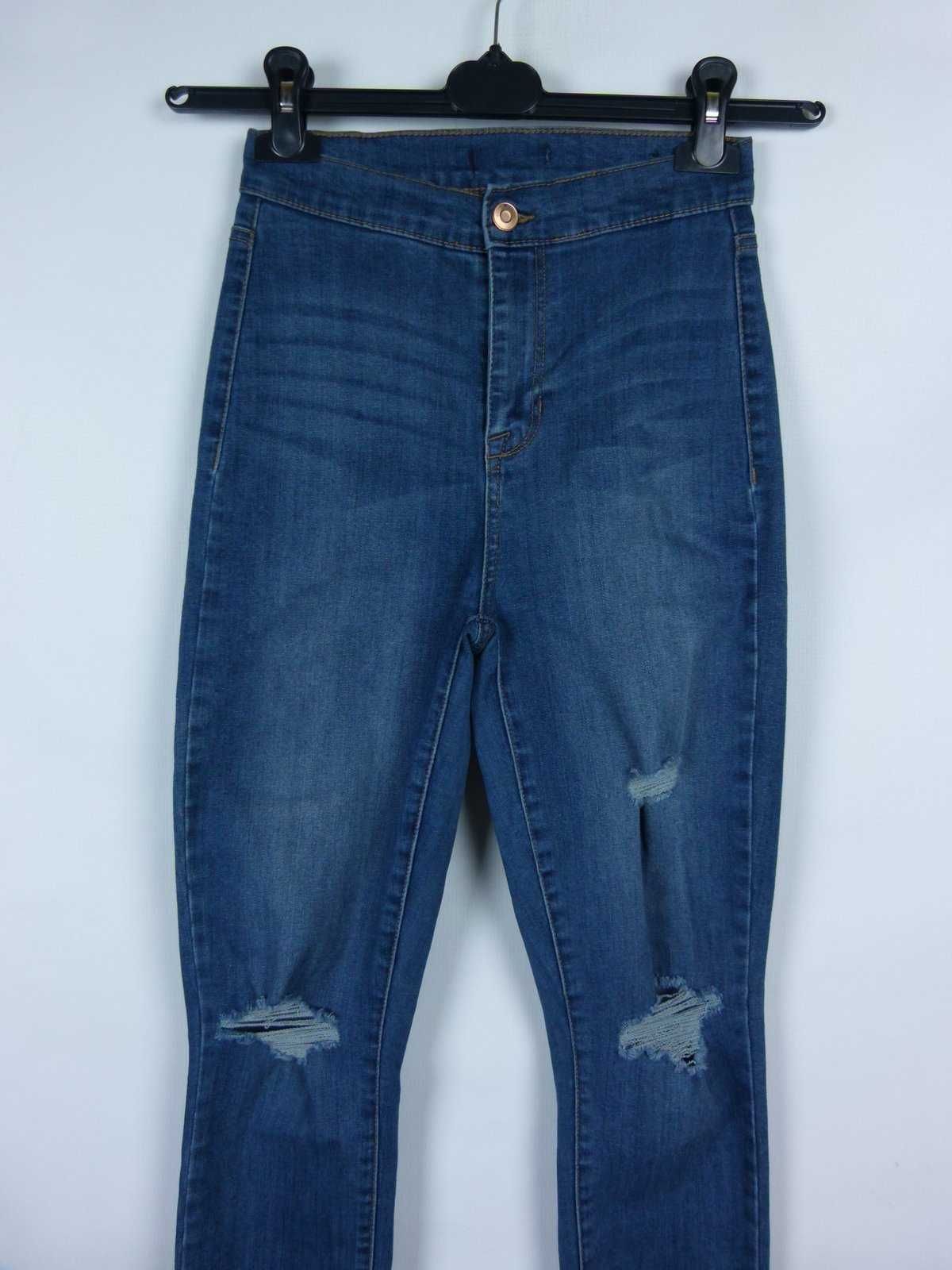 Spodnie jeans wysoki stan przetarcia - XXS / XS