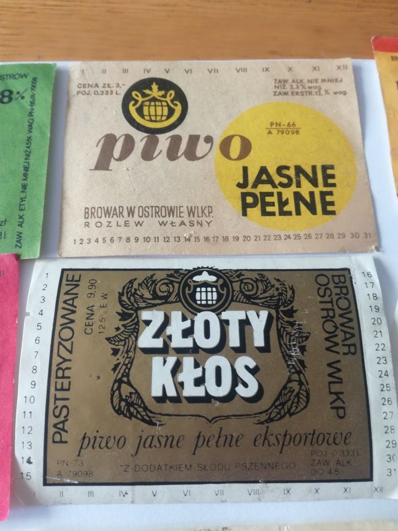 Stare etykiety piwne Browar Ostrów Wlkp 1966 piwie 1973 etykieta  1989