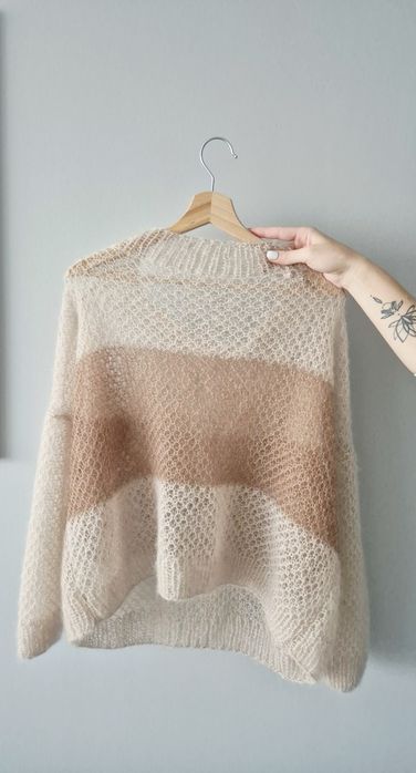 Damski sweterek z moheru i jedwabiu ręcznie robiony (oversize)