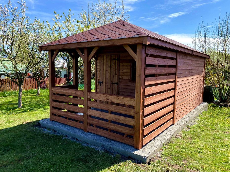 Altana ogrodowa z domkiem narzędziowym Afrodyta 3m x 6m - PRODUCENT