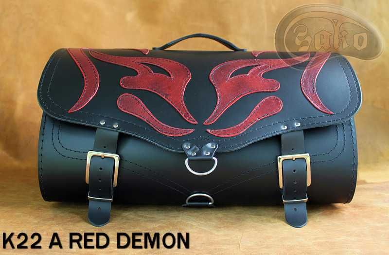 Kufer skórzany motocyklowy K22 RED DEMON A, B producent SAKO