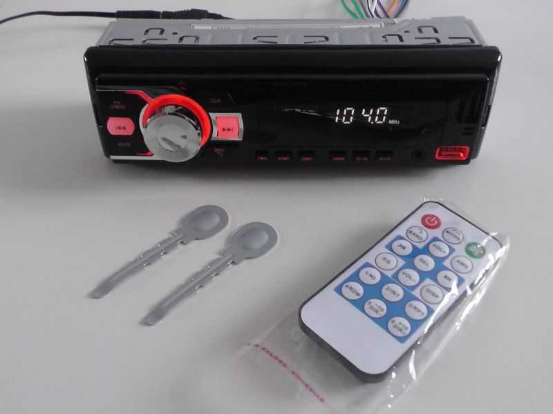 Radio Samochodowe Pilot Mp3 2x USB microSD 4x60W Bluetooth Zegar ISO
