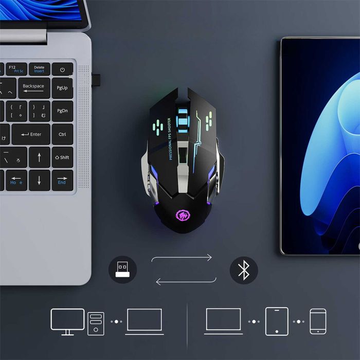 Mysz Gamingowa Bezprzewodowa Dla Gracza Do Laptopa Komputera Czarna