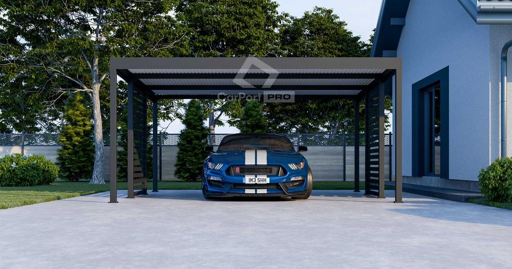 CarPort PREMIUM - Wiata samochodowa 5x5 Antracyt Zabudowa - CP101