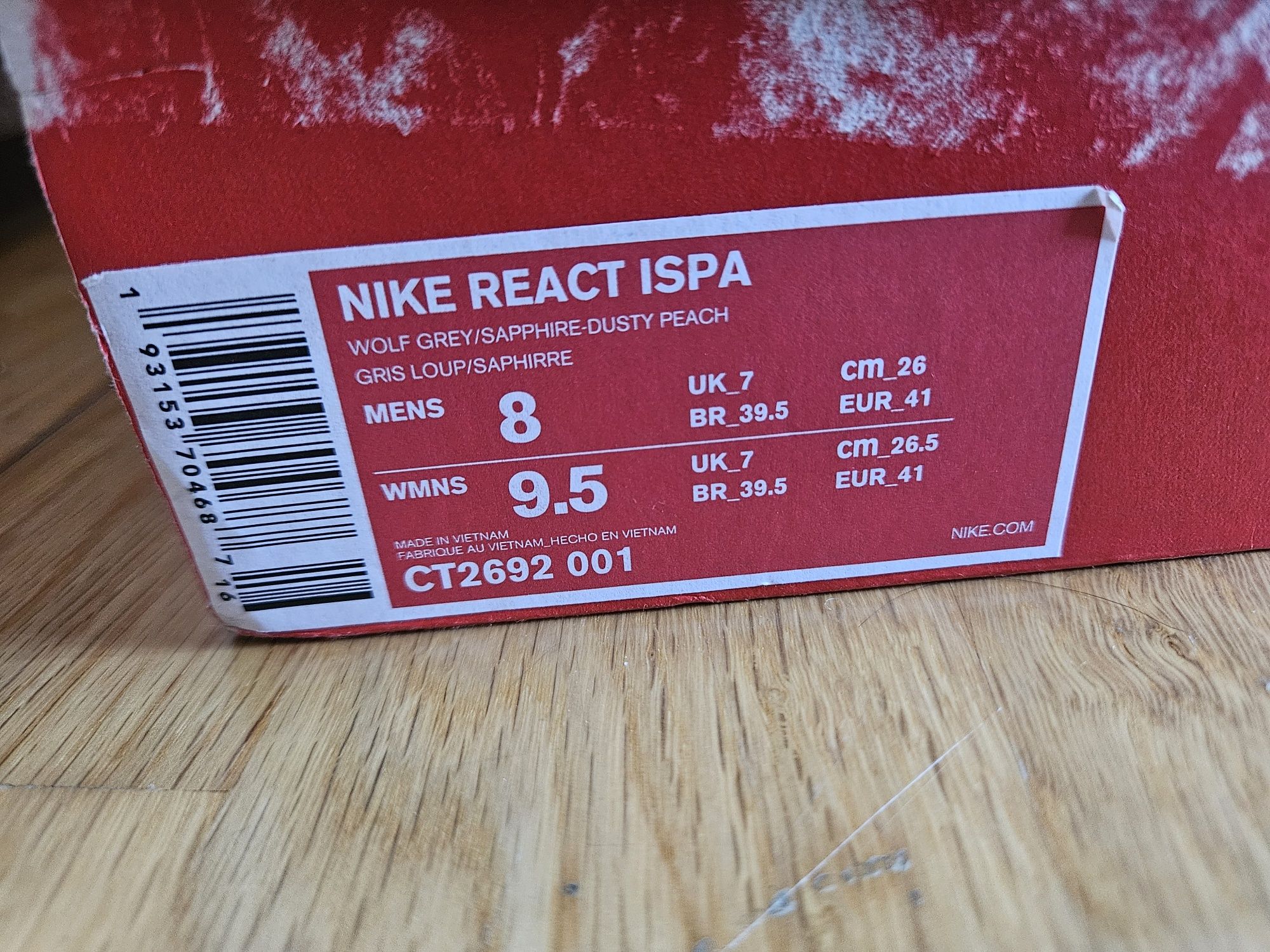Nike react WR Ispa wolf 41