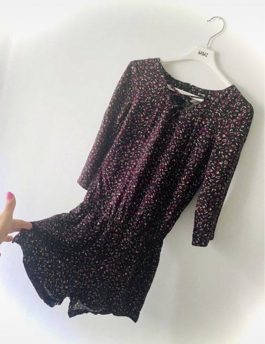 Kombinezon krotki czarny w kwiatuszki boho xs 34 sinsay