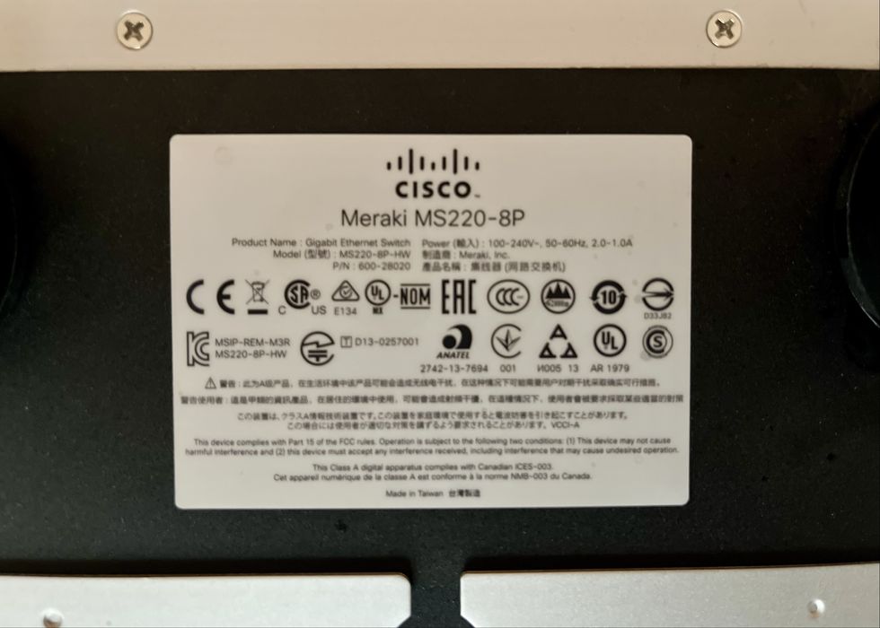Switch Cisco Meraki MS220-8P