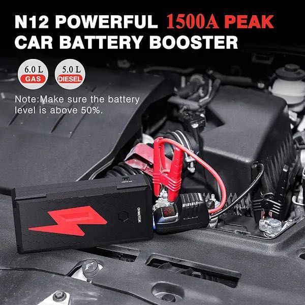 Павербанк 2-в-1 з USB-портом OHMOTOR Car Jump Starter Power Bank 1500A