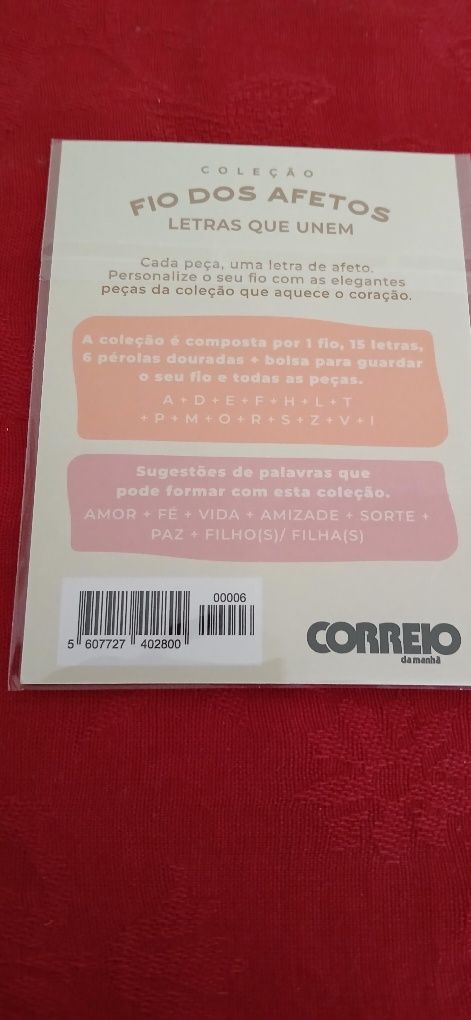 Letra L, da coleção Fio dos Afetos, nova