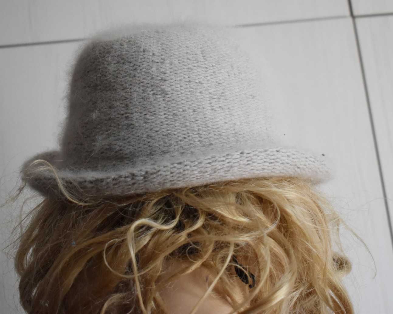 Kapelusz wełniany chapeu-cloche la cloche wełna angora elegancki czapk