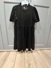 Czarna elegancka welurowa sukienka Sinsay 36S