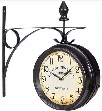 Zegar dwustronny czarny Grand Central New York