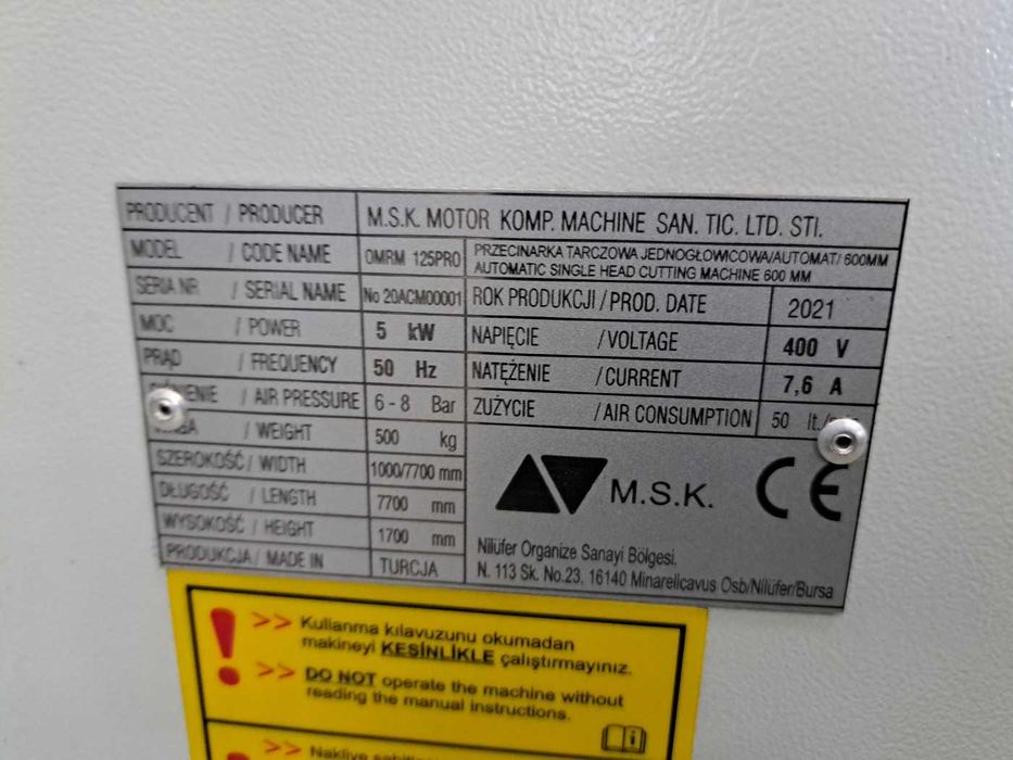 Przecinarka tarczowa jednogłowicowa OZGENC OMRM 125PRO