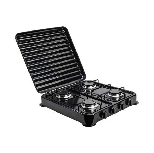 Бытовая газовая плита на 4 конфорки с крышкой Rainberg RB-2227 Черный