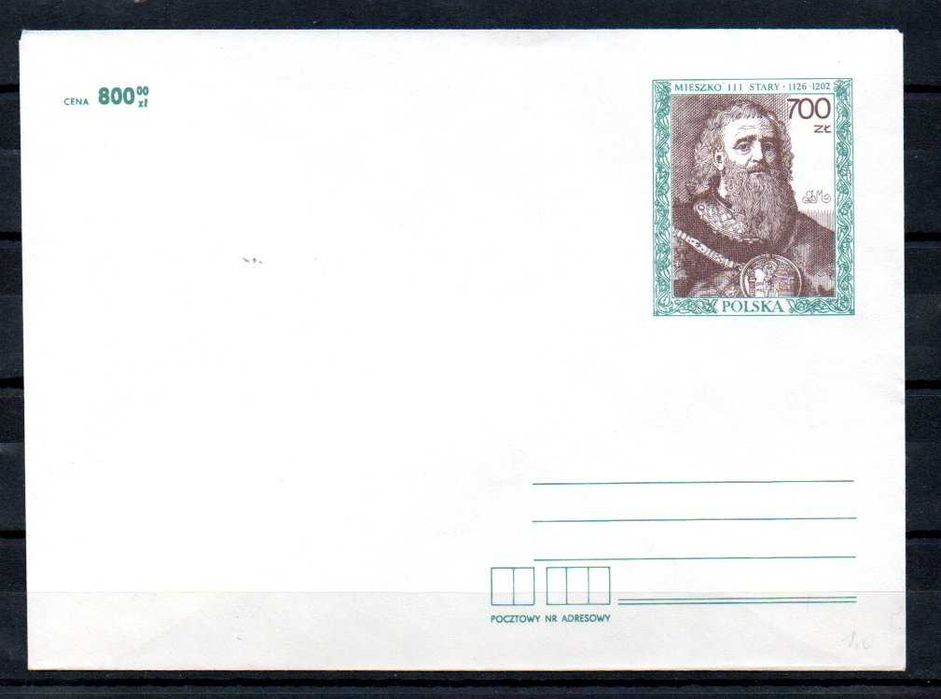 Znaczki Polska Poczet królów i książąt Mieszko III Stary koperta