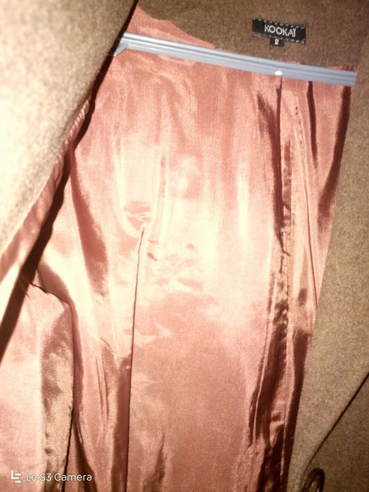 Casaco comprido, de mulher, côr castanho, de lã, como novo, da Kookay