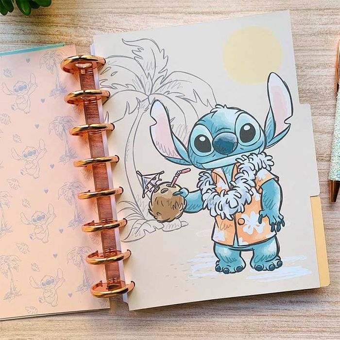 CADERNO A5 STITCH COM DIVISÓRIAS PERSONALIZADO