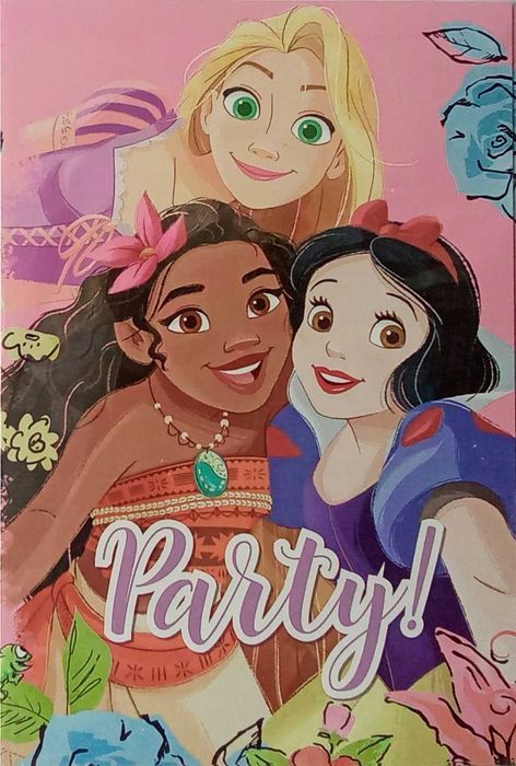 Zaproszenia urodzinowe Księżniczki Disney, 1 opak= 5szt., z kopertami