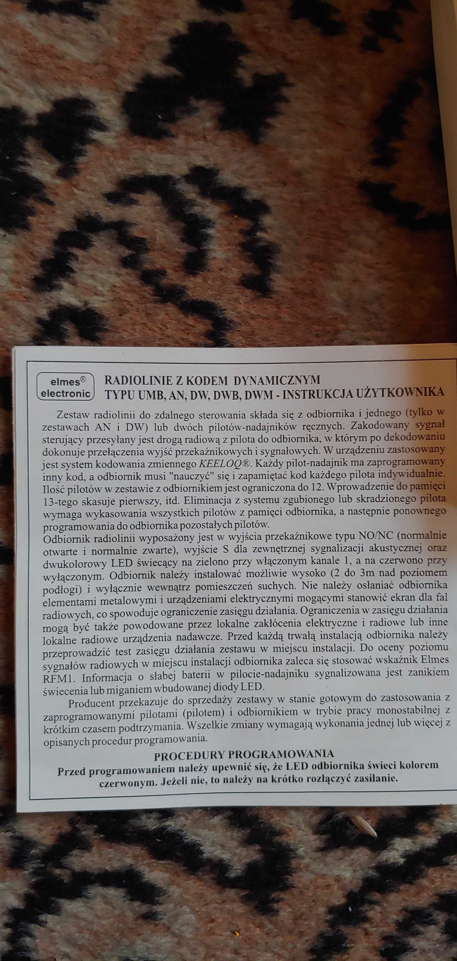 Sterownik radiowy ELMES AN200H (1 kanałowy) o zasięgu do 200