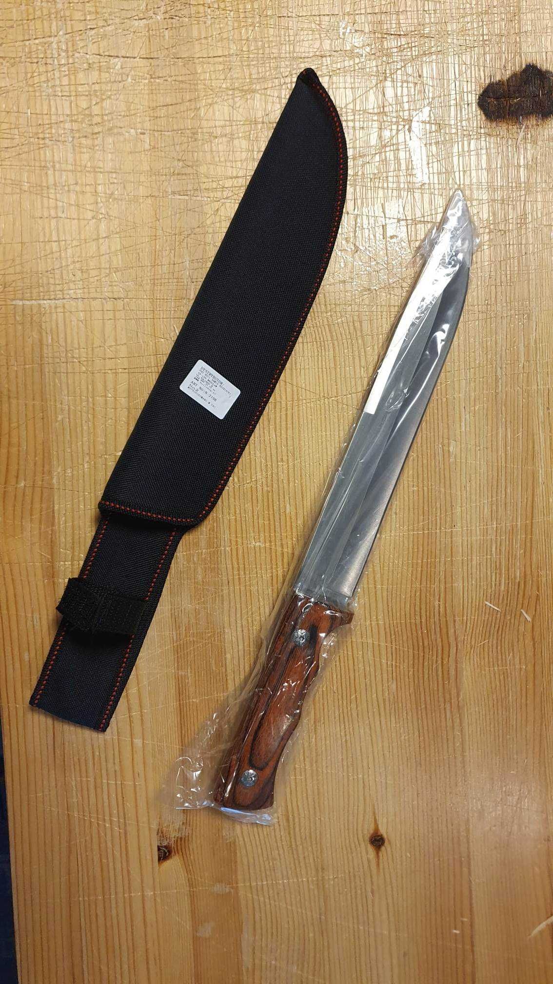 Duży Nóż Myśliwski 37,5cm Długości z Pokrowcem Taktyczny Survival 219B