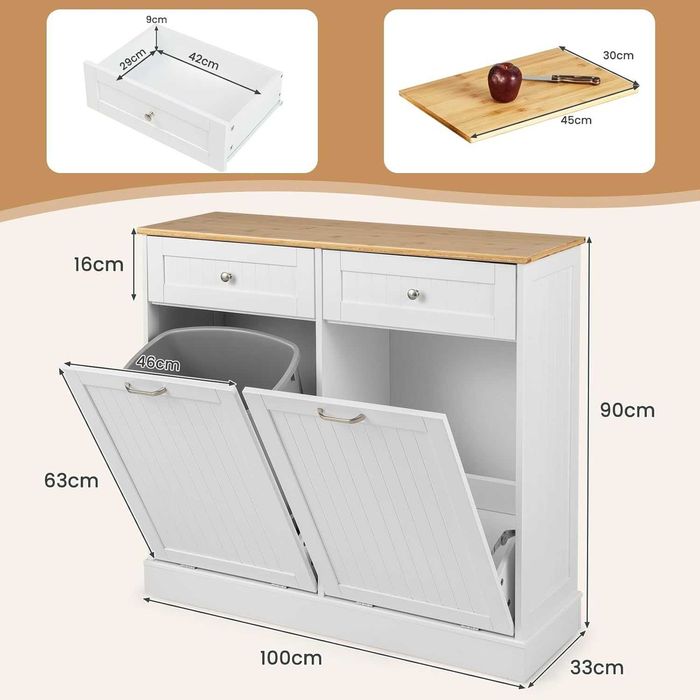 Szafka kuchenna wolnostojącaz 2 szufladami i uchylnymi drzwiczkami