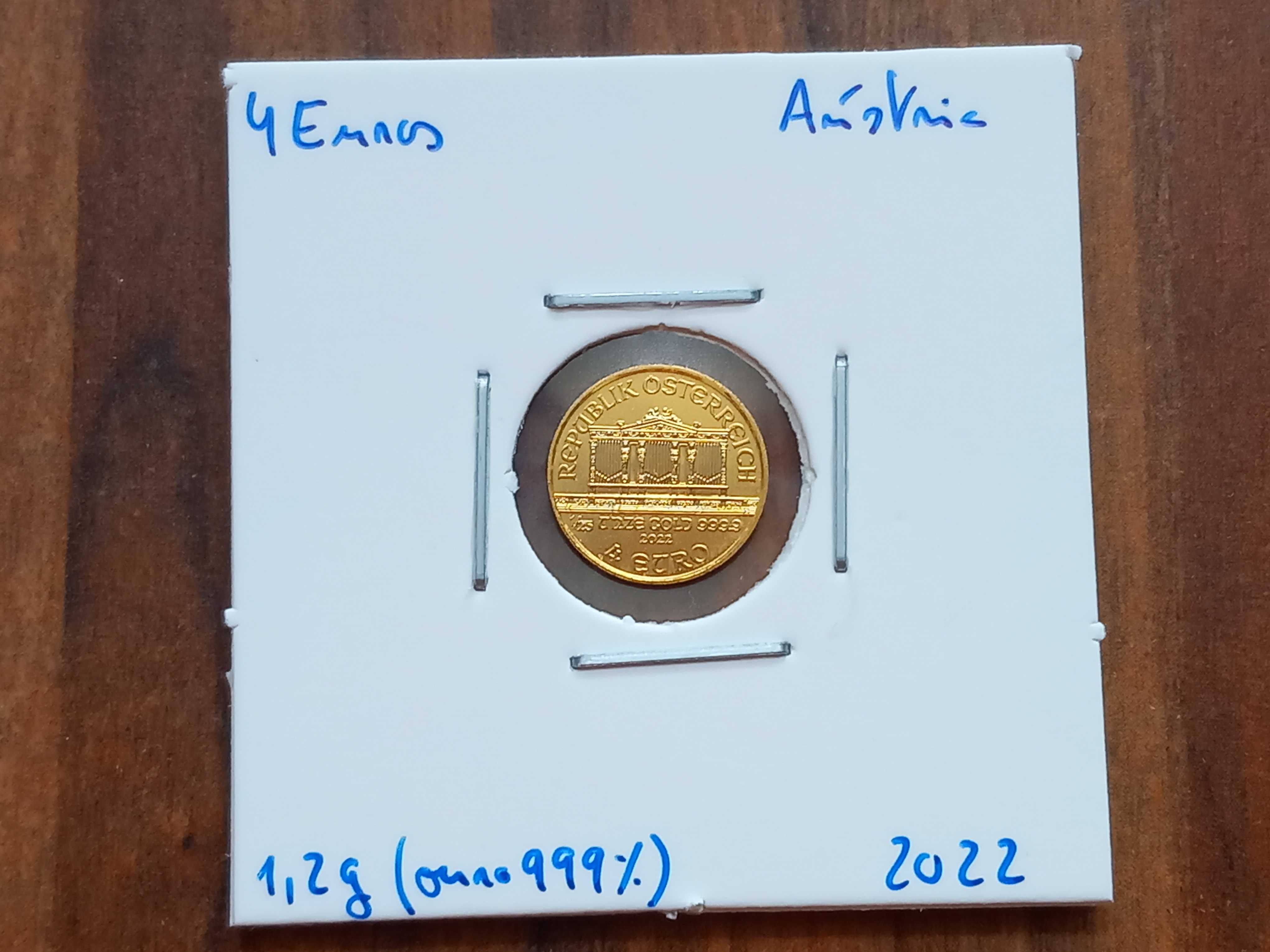 Moeda 4 Euros 2022 Áustria (Ouro 999%)