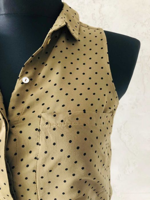 Nowa STRADIVARIUS bluzka top zielona khaki grochy kropki S 36