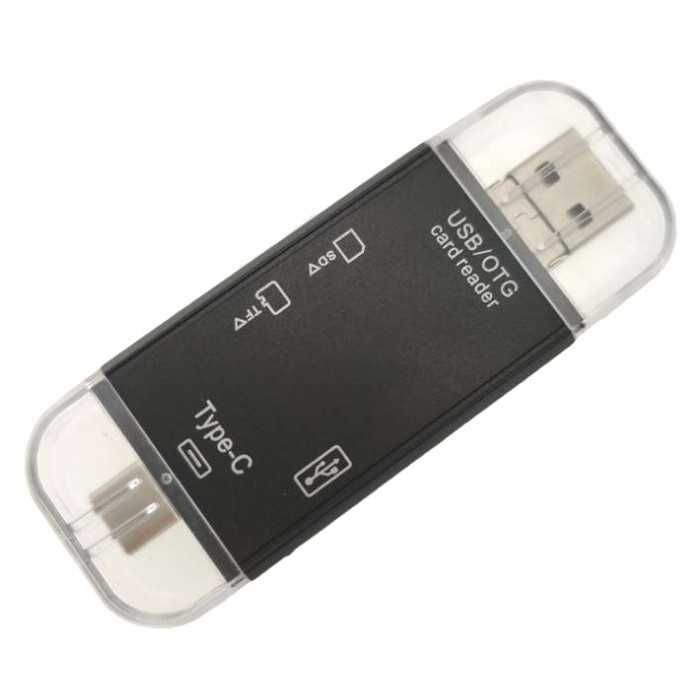 Leitor de cartões de memória tipo C e USB 3.0 para SD/ Micro SD/ USB