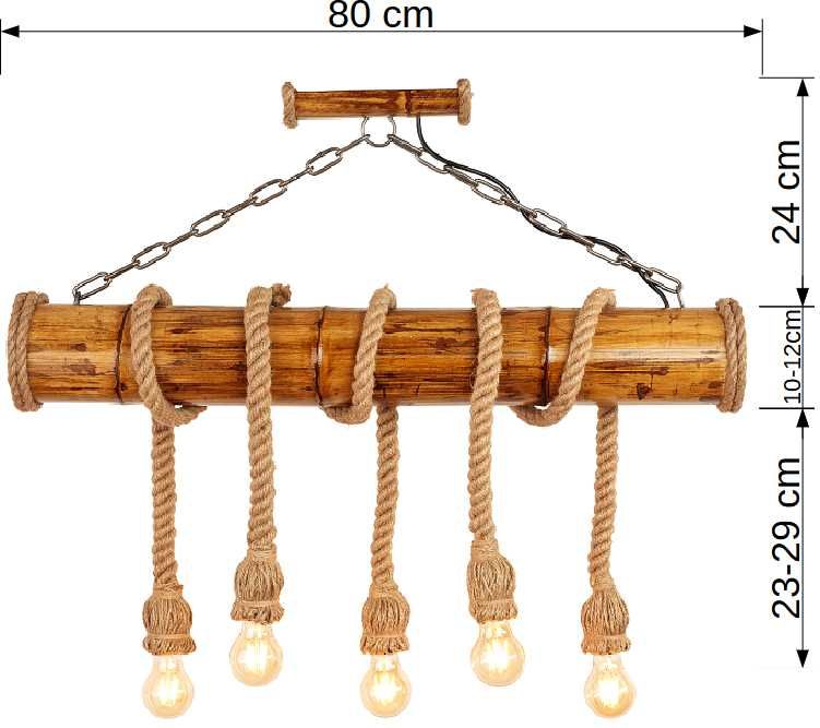 Lampa wisząca z rury bambusowej - loftowa, industrialna, rustykalna.