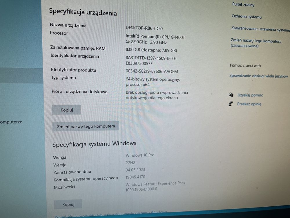 Komputer lenovo, monitor 24’’ samsung, klawiatura, mysz