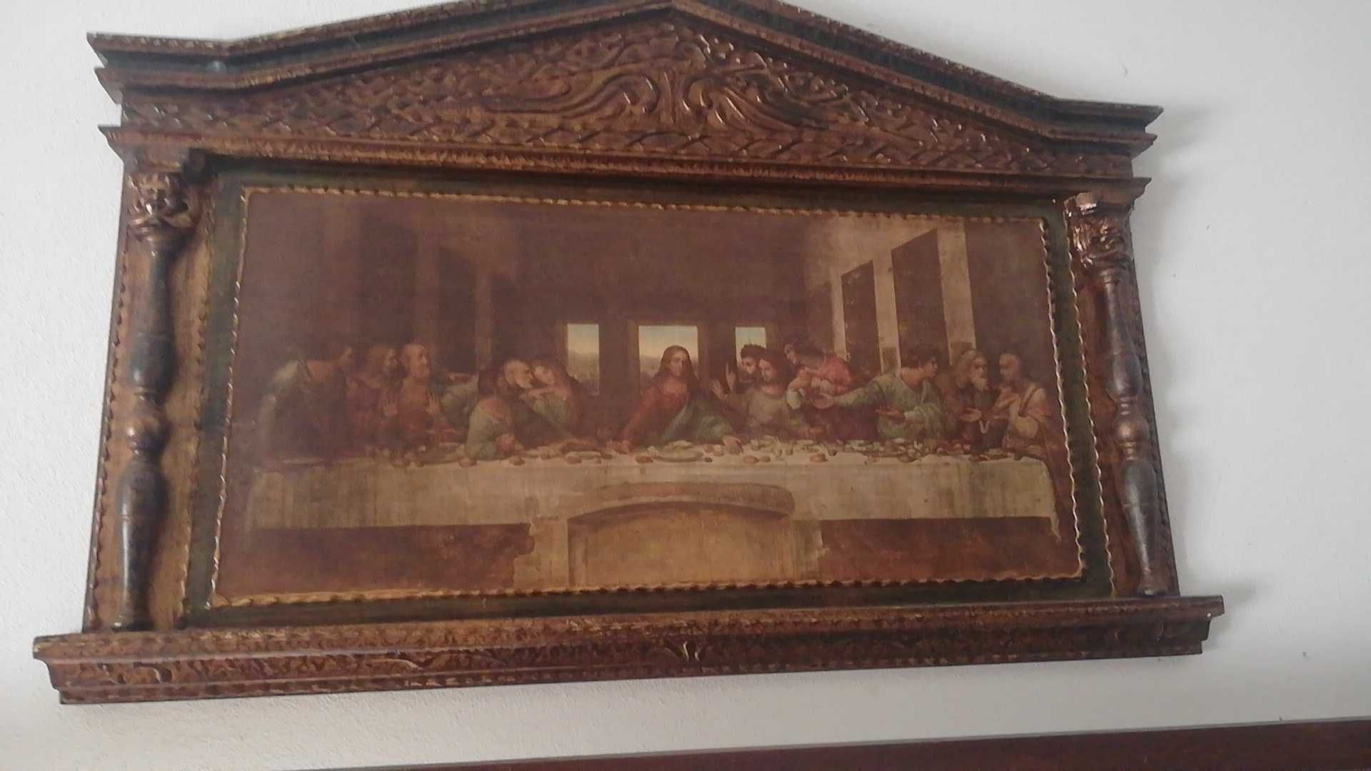 Quadro em madeira da última ceia de Cristo