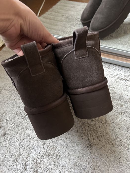 Угги замшеві короткі висока підошва