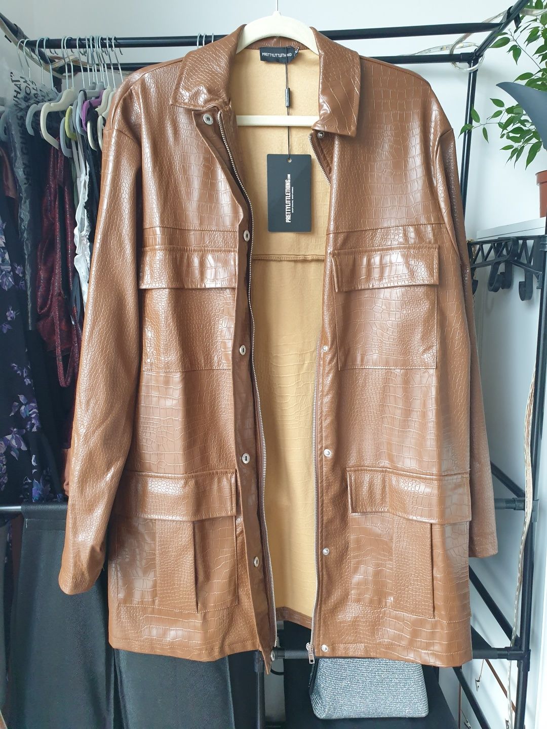 Kurtka płaszcz Eco skóra  PrettyLittleThing xxs 32 34 XS s 36 oversize