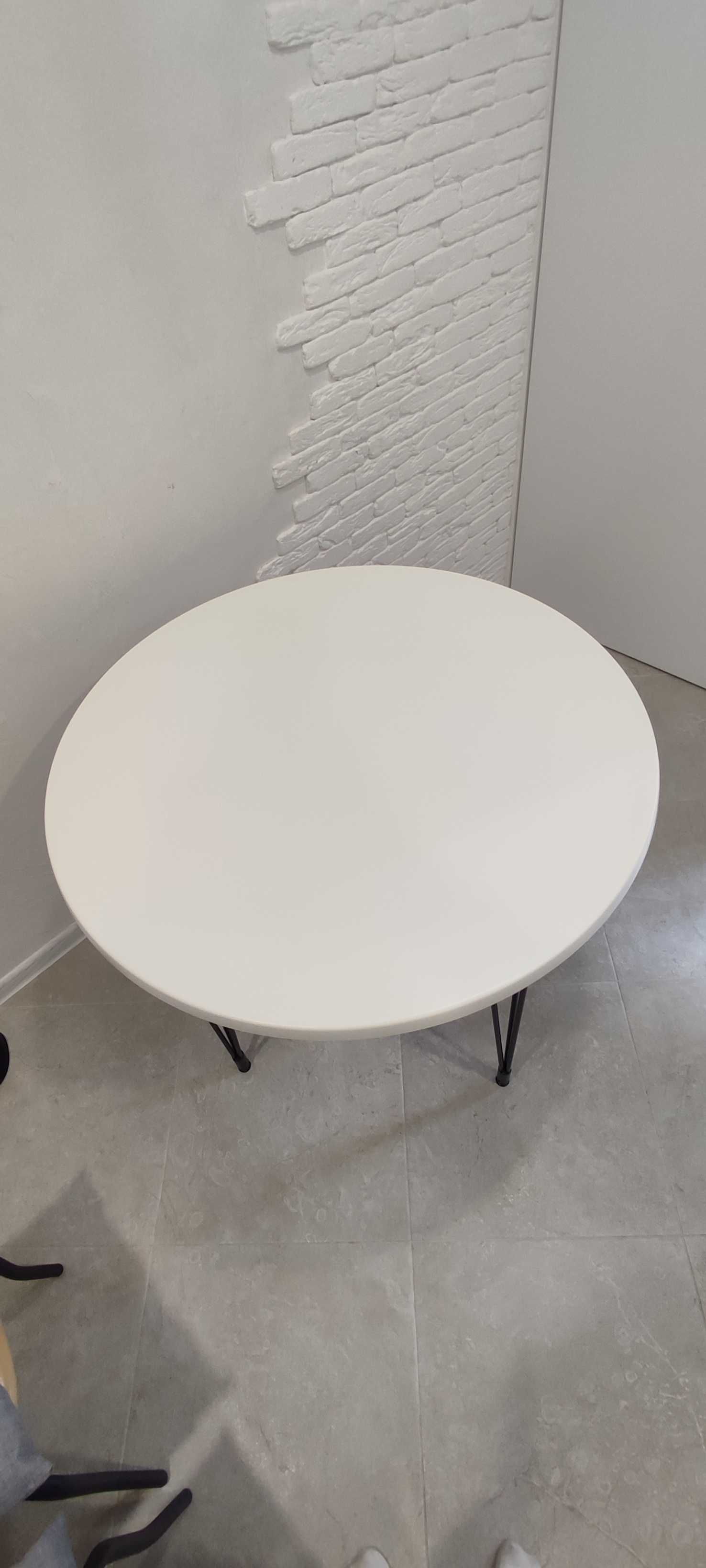 Стіл кухонний білий круглий 90 см