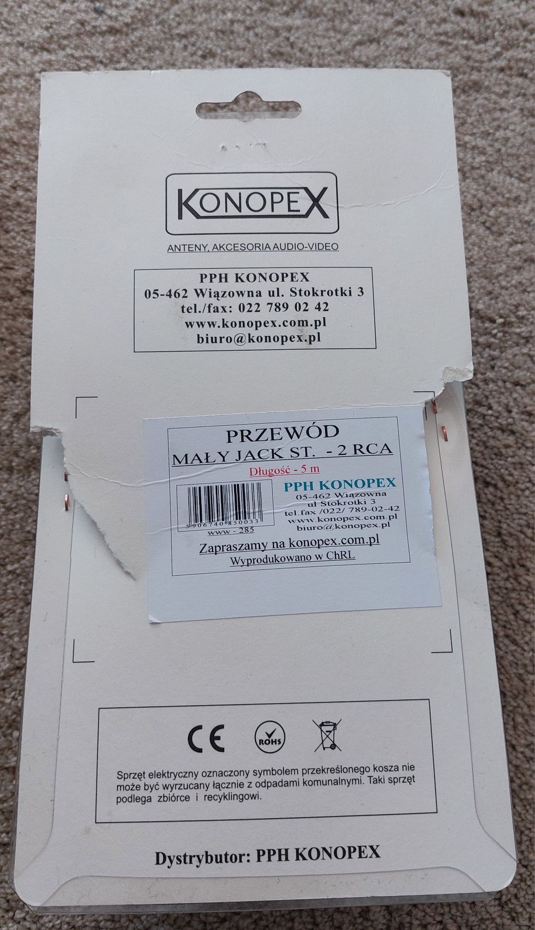 Przewód Mały Jack ST. 2 RCA