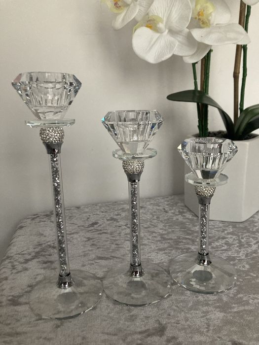 Zestaw świeczników świecznik glamour kryształki jak home & you