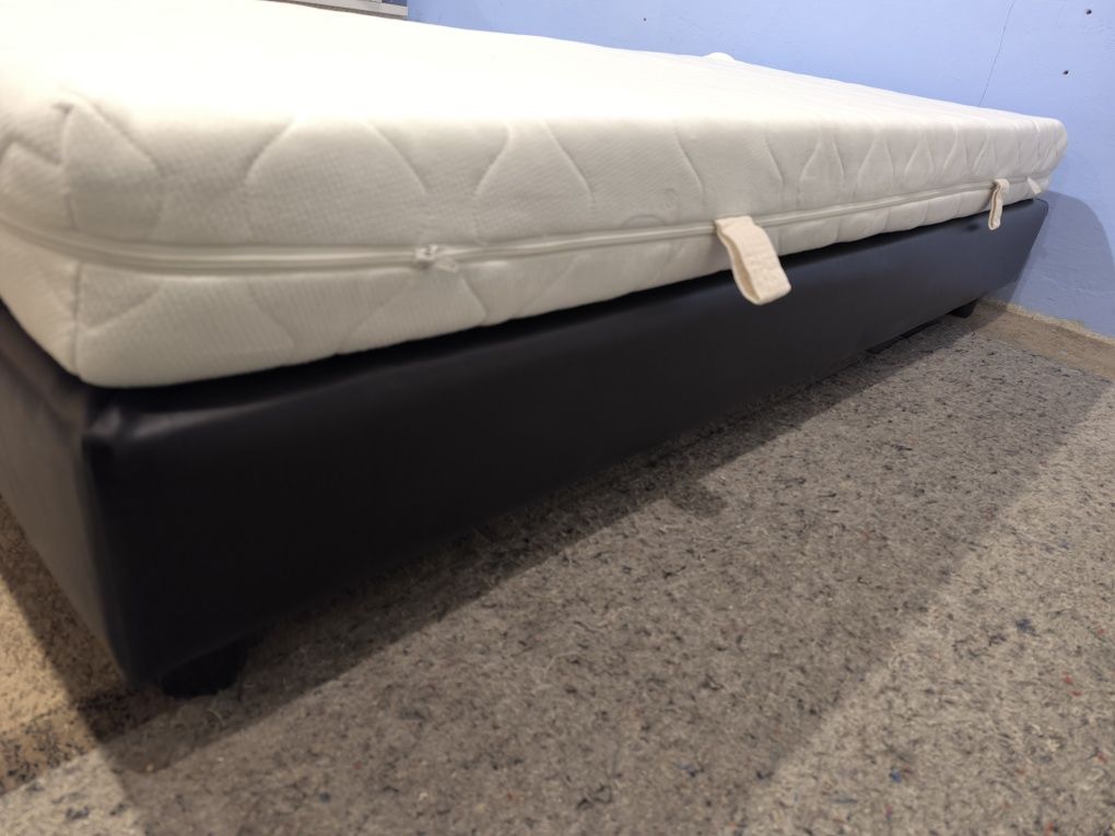 Łóżko kontynentalne 100x200 + Materac NOWA TAPICERKA rama LITE DREWNO