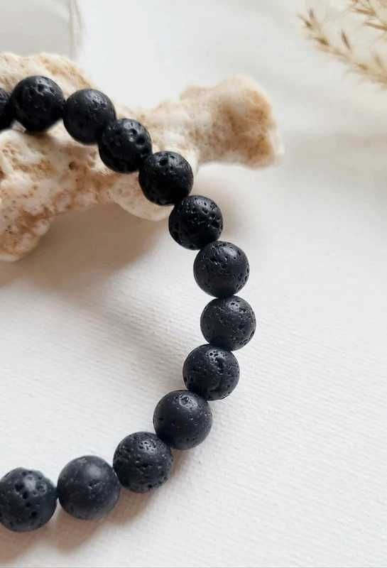 Naturalna Lawa Wulkaniczna Bransoletka Unisex, Nowa