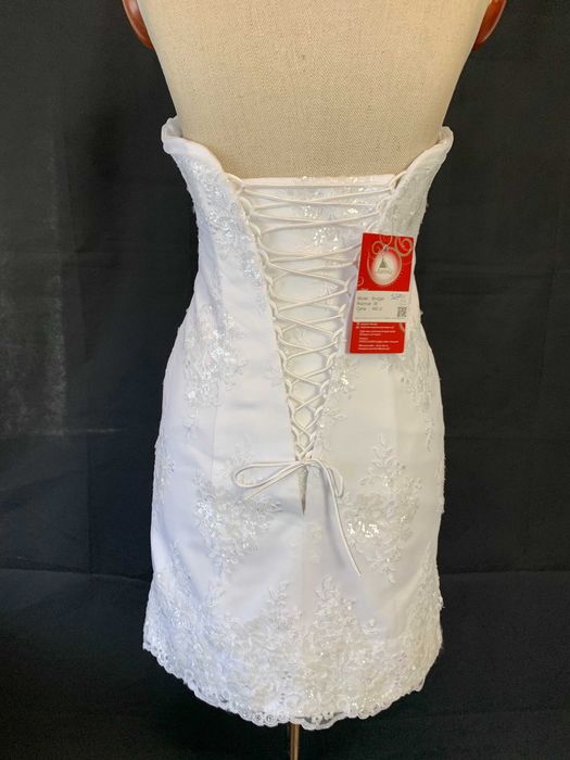 Nowa Krótka suknia ślubna Mini 38 M Gorset na Poprawiny Cywilny Sesję