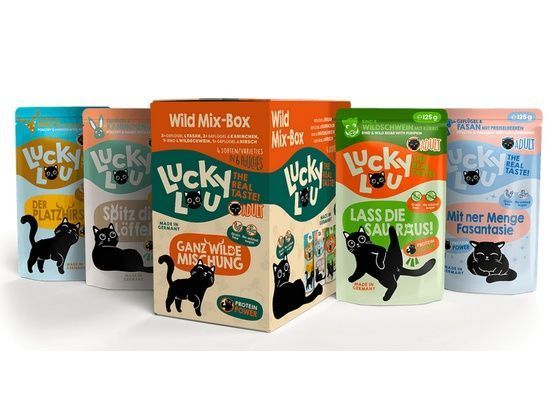 Karma dla kota bez zbóż, cukru i GMO - Lucky Lou DZICZYZNA MIX 6x125g