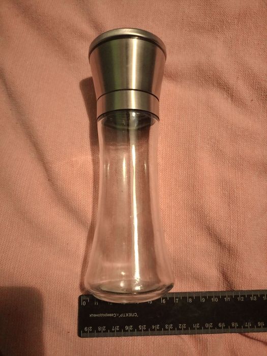 Мельница для специй, перцемолка механическая, ручная/стекло, керамичес